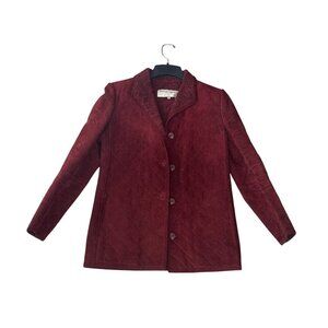 Emanuel Ungaro Paris Burgundy Wool Blend Quilted Jacket Size 6 Womens Outerwear